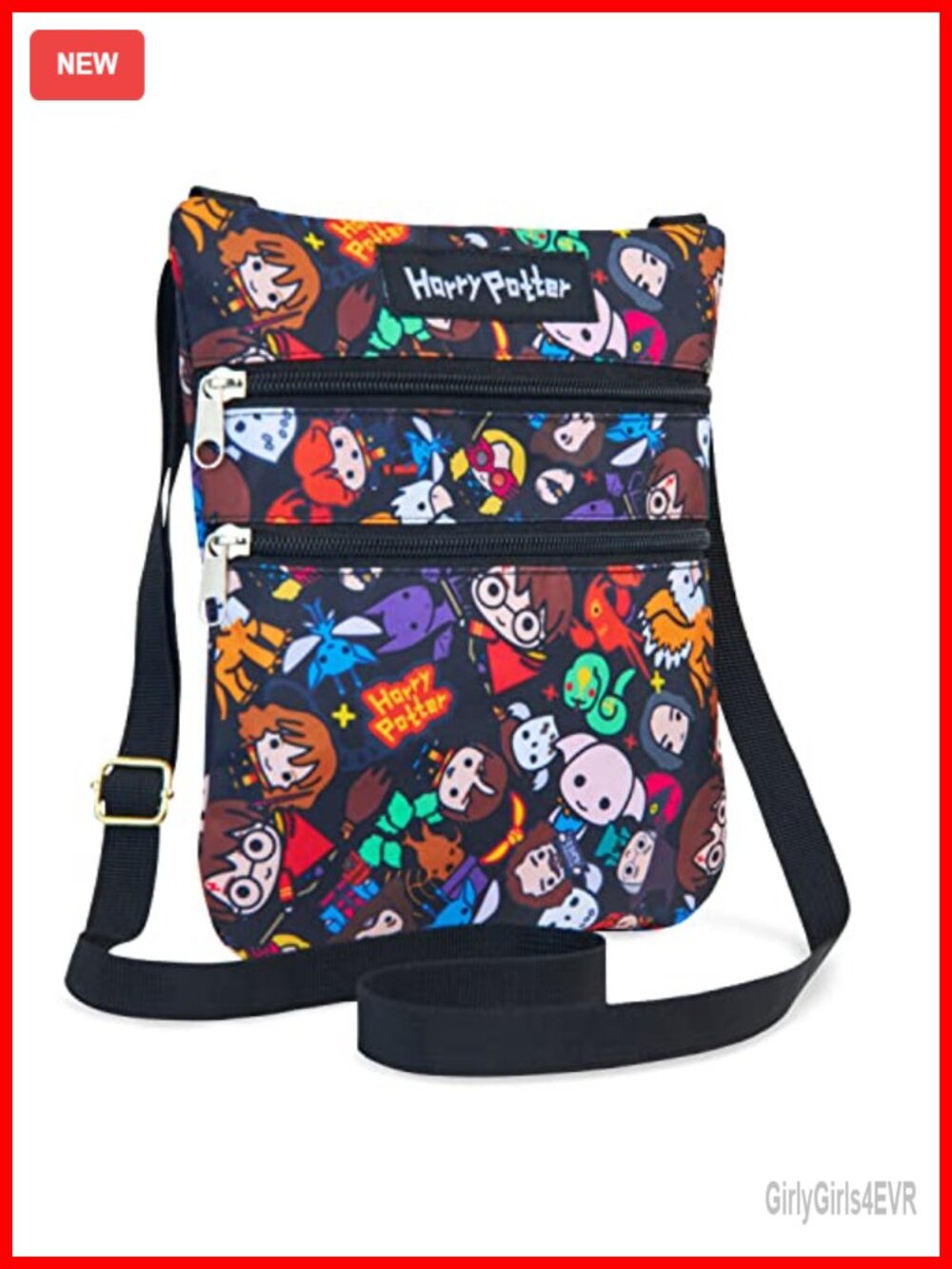 Harry Potter Chibi Crossbody Bag with Adjustable Strap, Lightweight Polyester